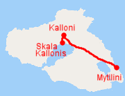 Route Mytilini - Skala Kallonis